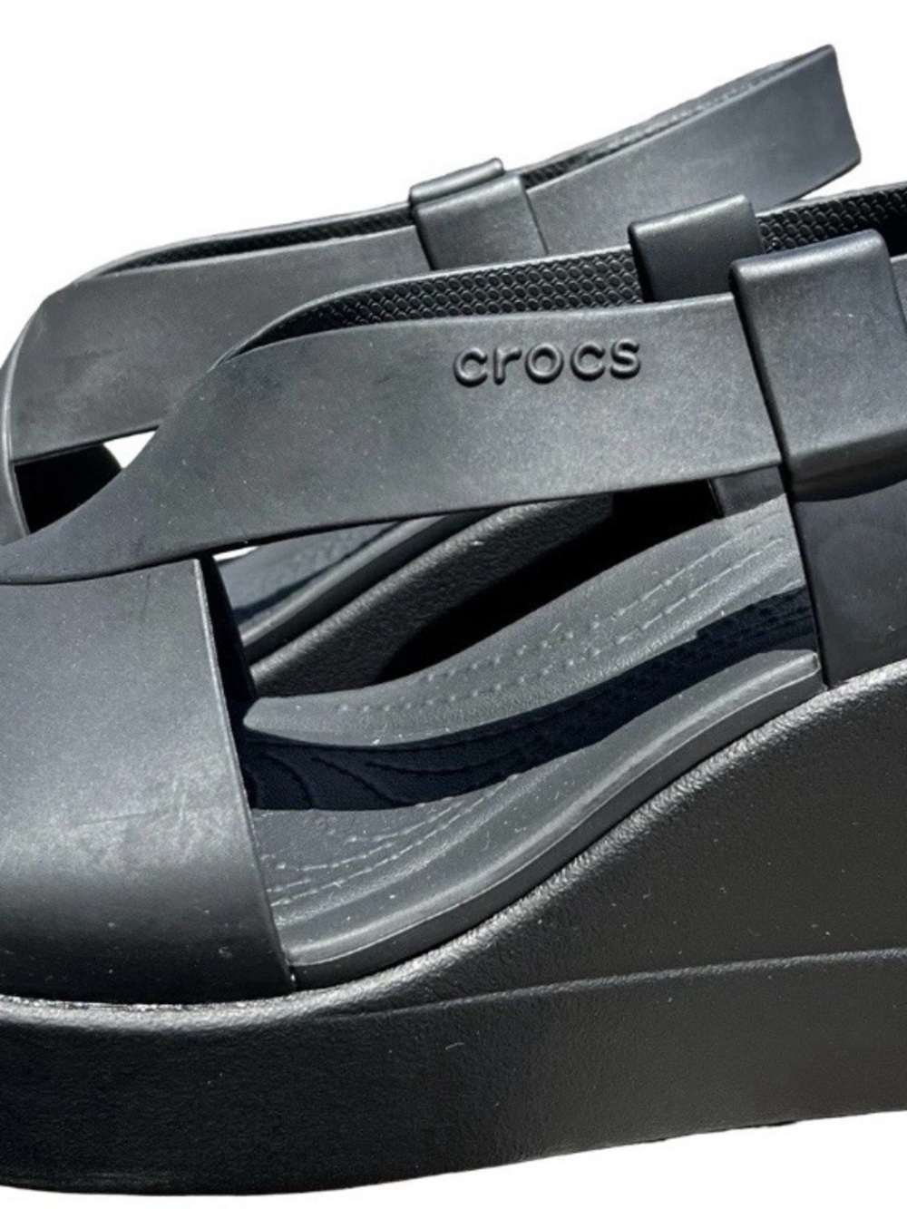 Crocs women’s wedge sandals new but some scratches seen